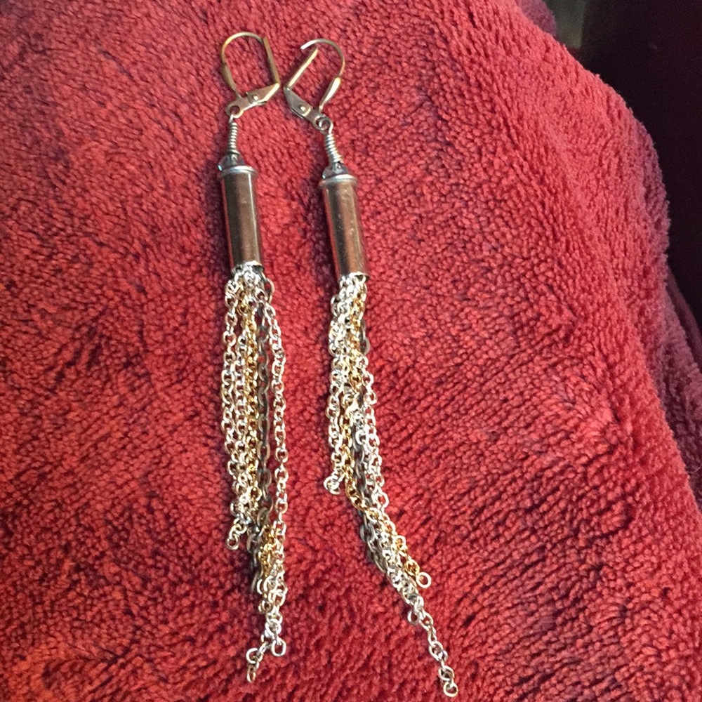 Silvertone chain dangle earrings